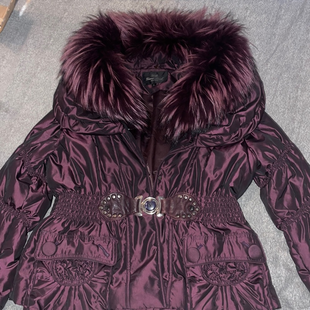 Maroon Diana Rosh puffer jacket